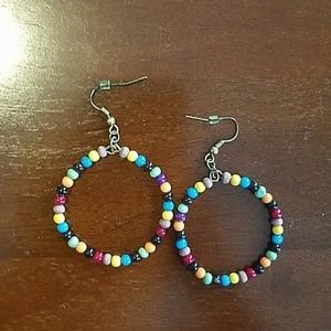 Multicolor Beaded Hoops